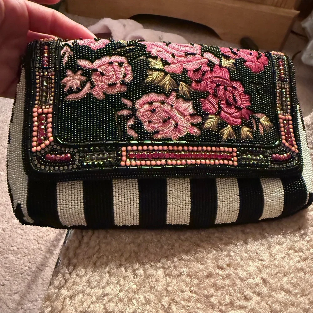 Mary Frances Black and Pink Floral Mini Bag - Picture 2 of 13